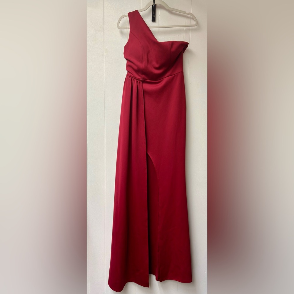 One Shoulder Red Maxi Dress